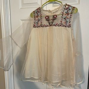 Super cute cream color blouse with sheer panels
